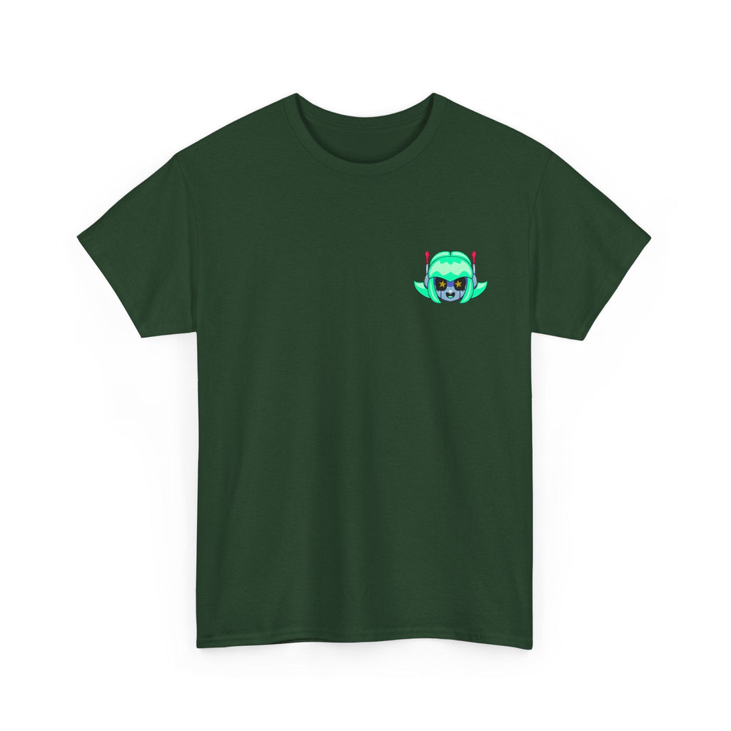 Alien Cat Chest Tee — Cute Green Space Kitty Graphic T-Shirt - Neon Rare
