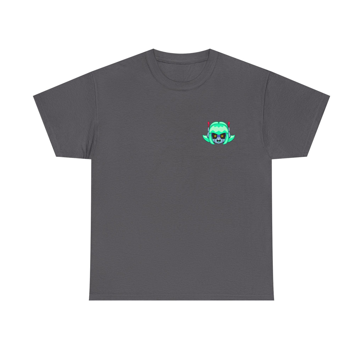 Alien Cat Chest Tee — Cute Green Space Kitty Graphic T-Shirt - Neon Rare