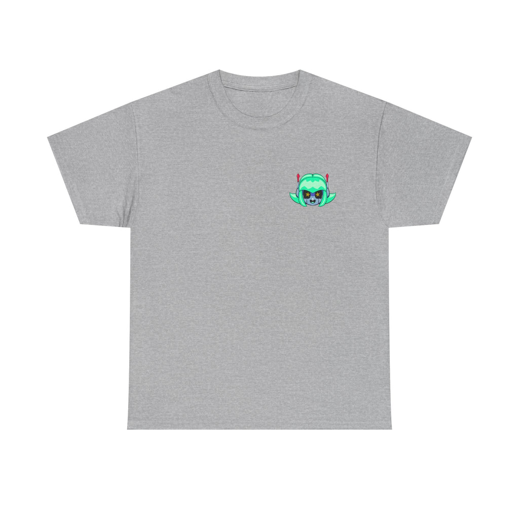 Alien Cat Chest Tee — Cute Green Space Kitty Graphic T-Shirt - Neon Rare