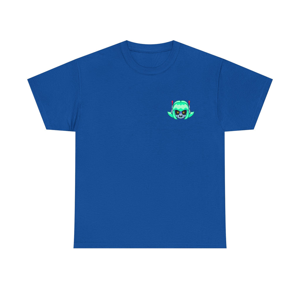 Alien Cat Chest Tee — Cute Green Space Kitty Graphic T-Shirt - Neon Rare
