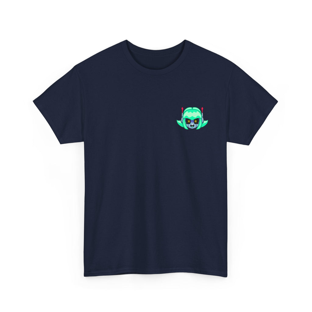 Alien Cat Chest Tee — Cute Green Space Kitty Graphic T-Shirt - Neon Rare