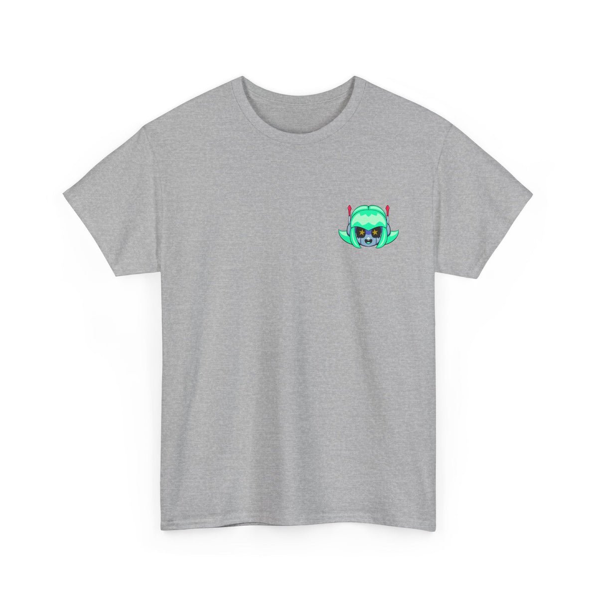 Alien Cat Chest Tee — Cute Green Space Kitty Graphic T-Shirt - Neon Rare