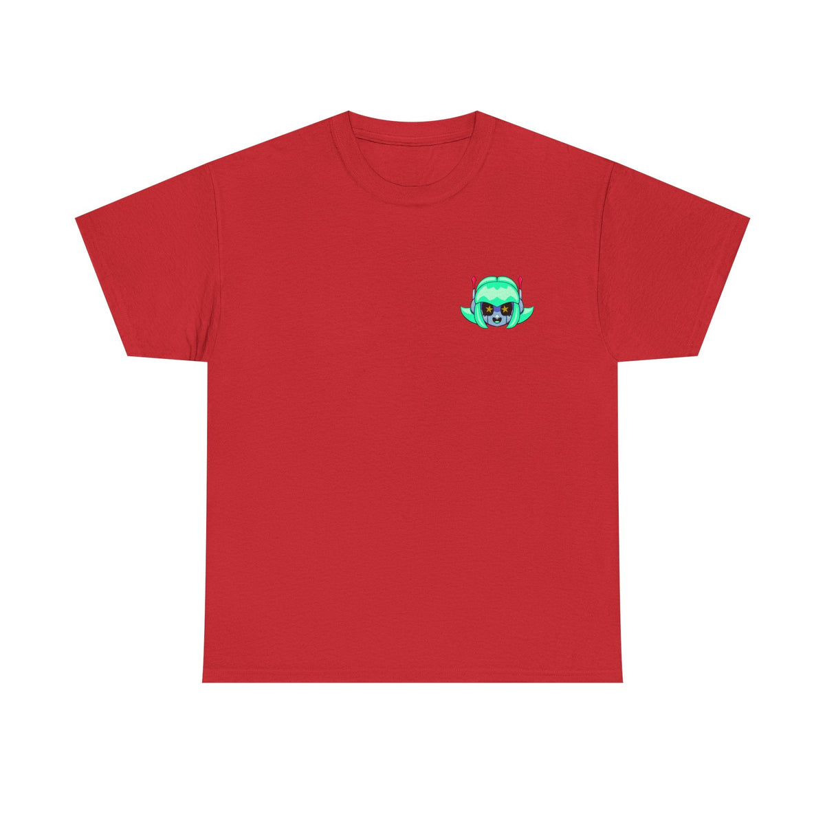 Alien Cat Chest Tee — Cute Green Space Kitty Graphic T-Shirt - Neon Rare
