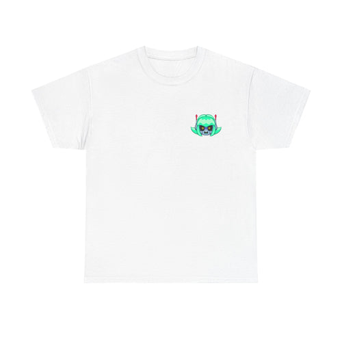 Alien Cat Chest Tee — Cute Green Space Kitty Graphic T-Shirt - Neon Rare