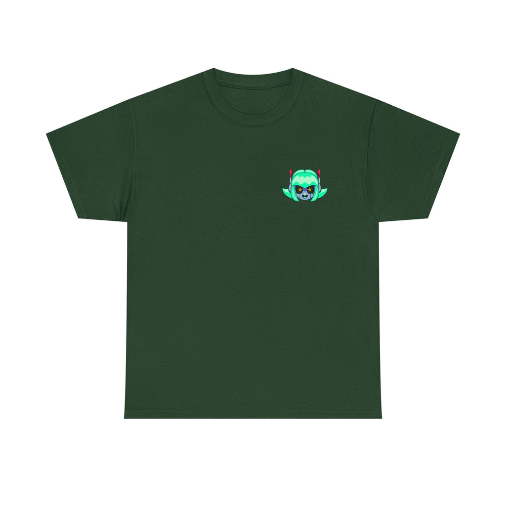 Alien Cat Chest Tee — Cute Green Space Kitty Graphic T-Shirt - Neon Rare