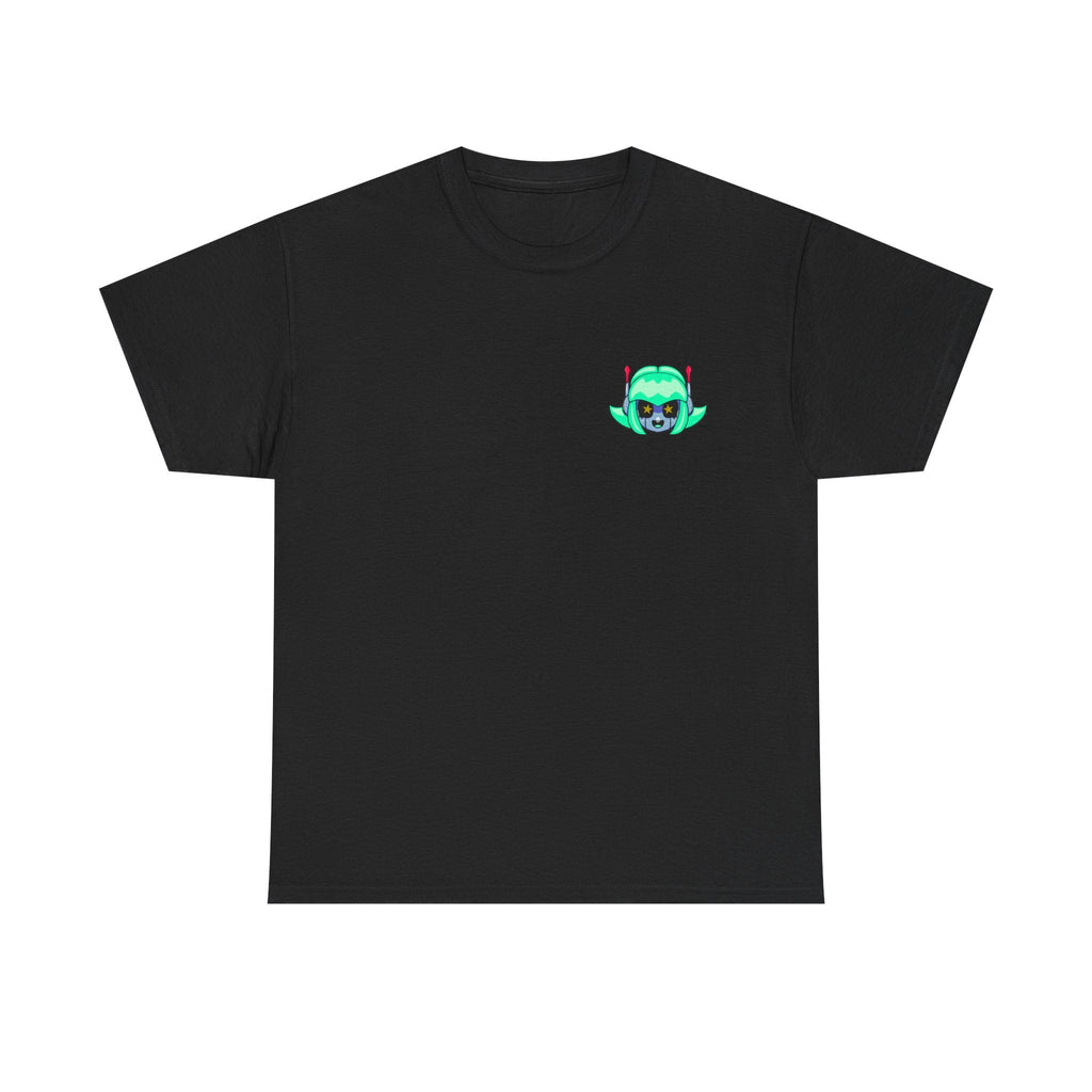 Alien Cat Chest Tee — Cute Green Space Kitty Graphic T-Shirt - Neon Rare