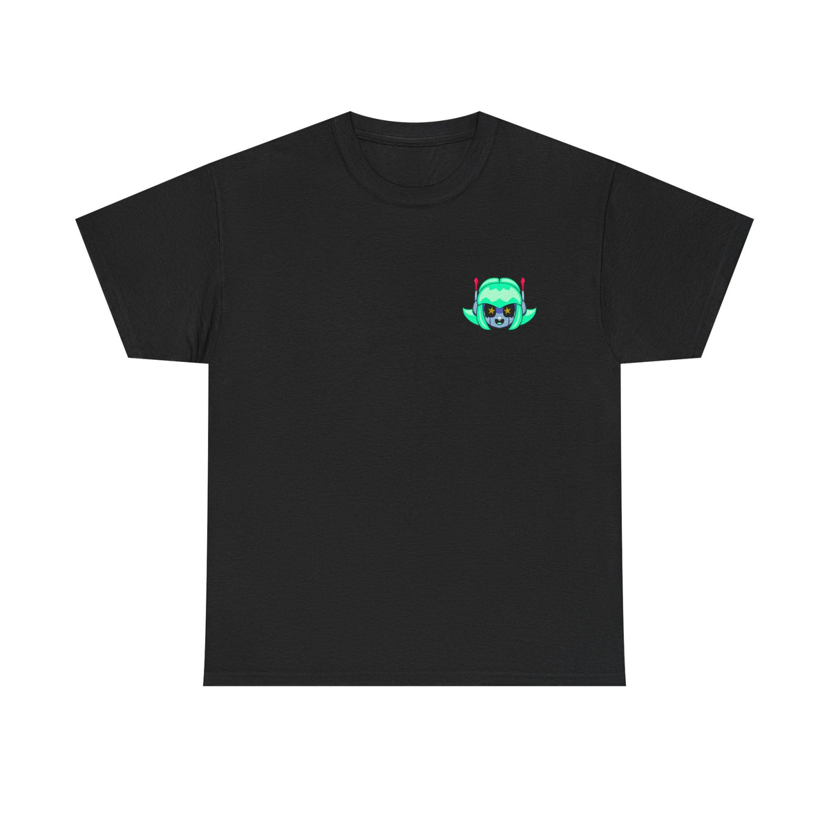 Alien Cat Chest Tee — Cute Green Space Kitty Graphic T-Shirt - Neon Rare
