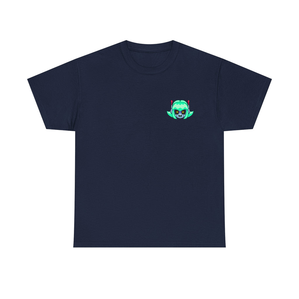 Alien Cat Chest Tee — Cute Green Space Kitty Graphic T-Shirt - Neon Rare