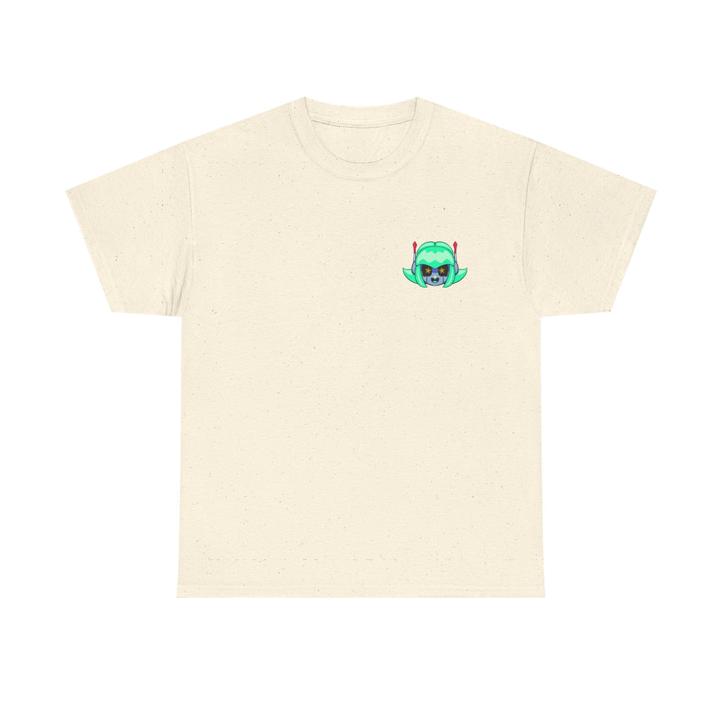 Alien Cat Chest Tee — Cute Green Space Kitty Graphic T-Shirt - Neon Rare