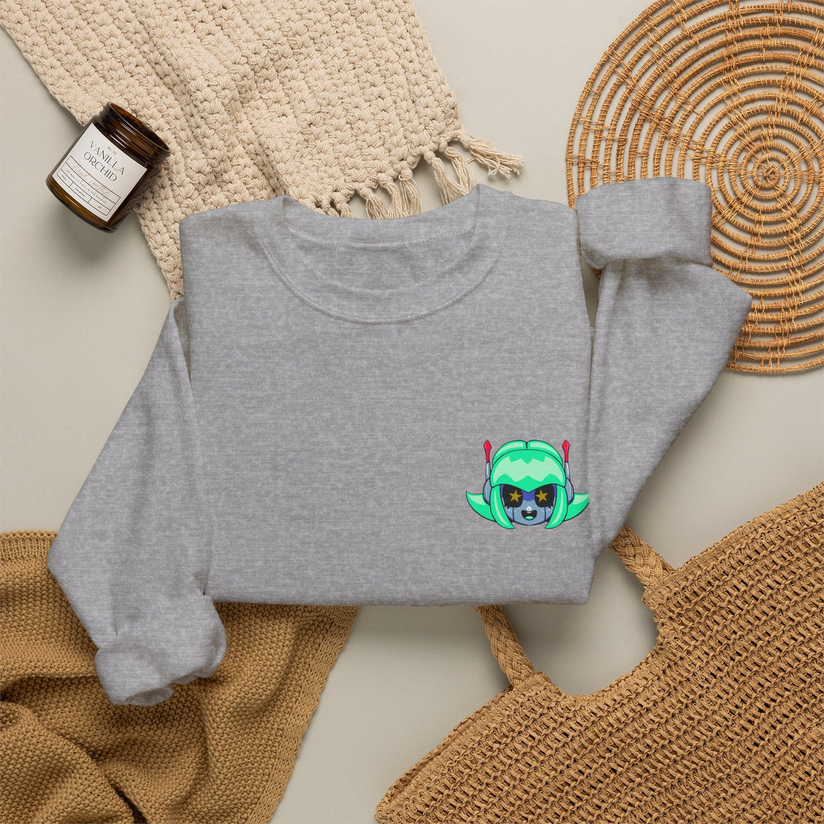 Alty Head Crewneck Sweatshirt — Alty the Robot Head - Neon Rare