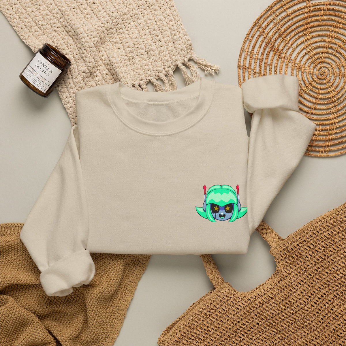 Alty Head Crewneck Sweatshirt — Alty the Robot Head - Neon Rare