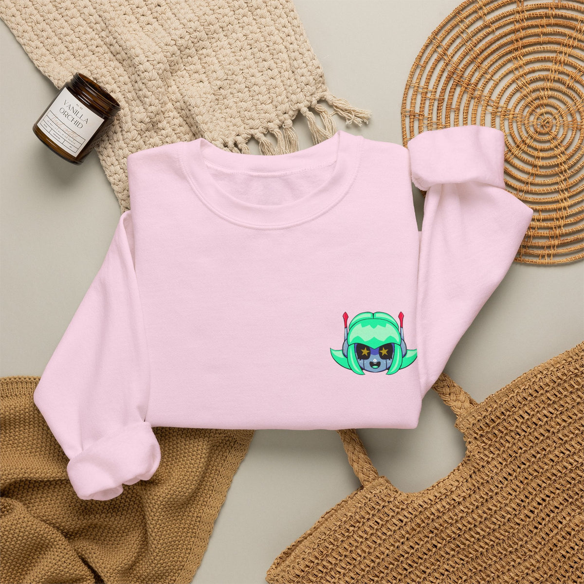 Alty Head Crewneck Sweatshirt — Alty the Robot Head - Neon Rare