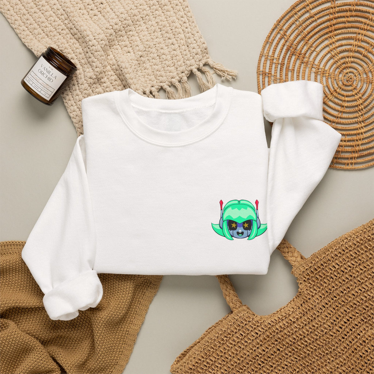 Alty Head Crewneck Sweatshirt — Alty the Robot Head - Neon Rare