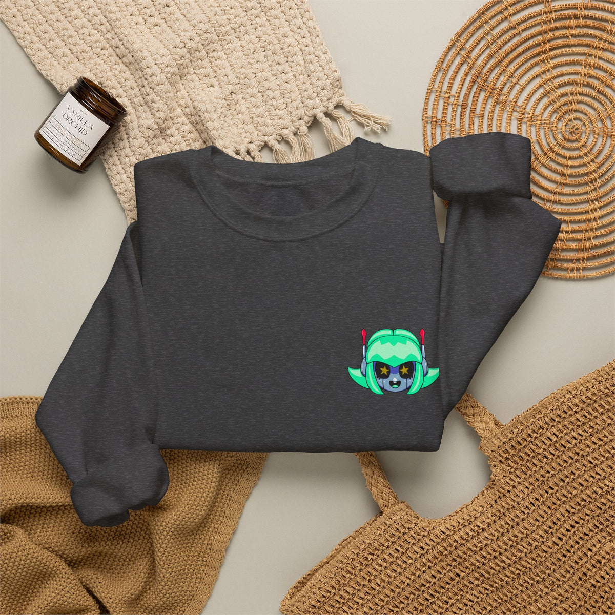 Alty Head Crewneck Sweatshirt — Alty the Robot Head - Neon Rare