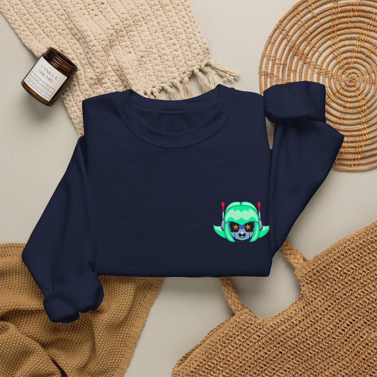 Alty Head Crewneck Sweatshirt — Alty the Robot Head - Neon Rare