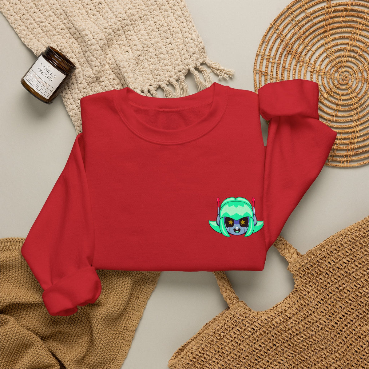 Alty Head Crewneck Sweatshirt — Alty the Robot Head - Neon Rare