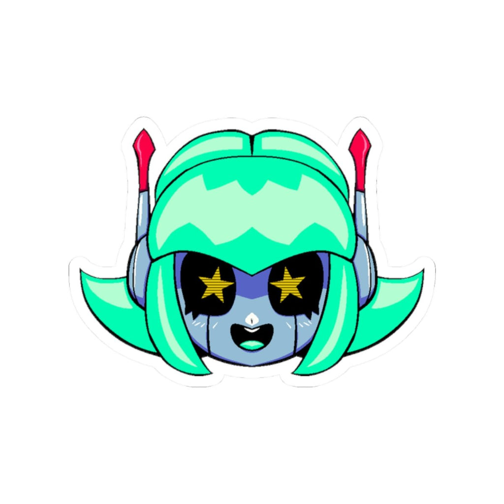 Alty Head Sticker — Cute Retro Robot Girl Vinyl Kiss-Cut Sticker - Neon Rare