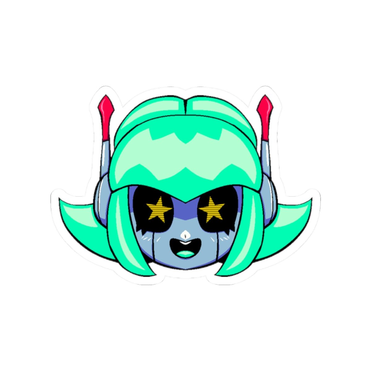Alty Head Sticker — Cute Retro Robot Girl Vinyl Kiss-Cut Sticker - Neon Rare