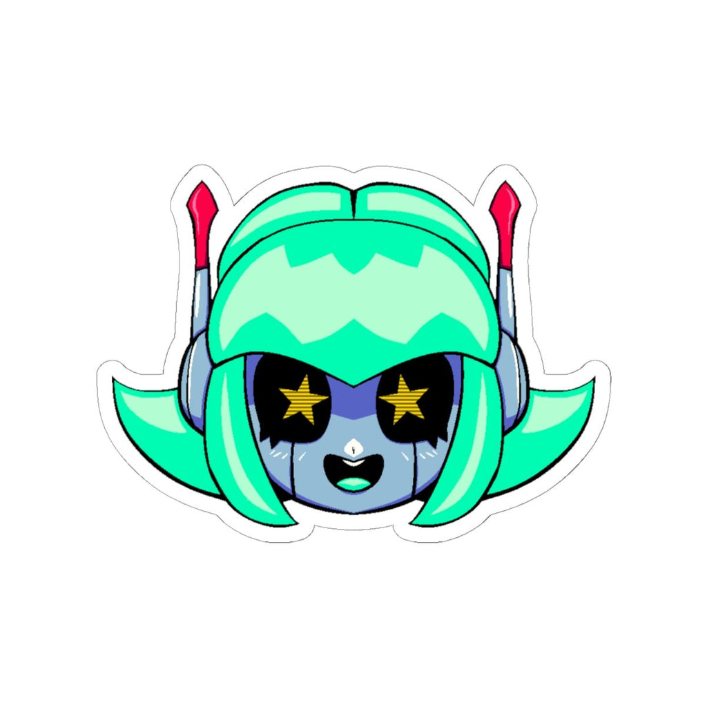 Alty Head Sticker — Cute Retro Robot Girl Vinyl Kiss-Cut Sticker - Neon Rare