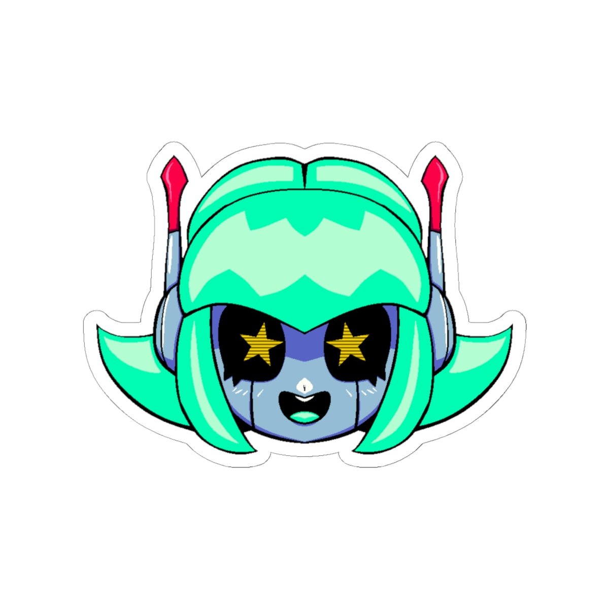 Alty Head Sticker — Cute Retro Robot Girl Vinyl Kiss-Cut Sticker - Neon Rare