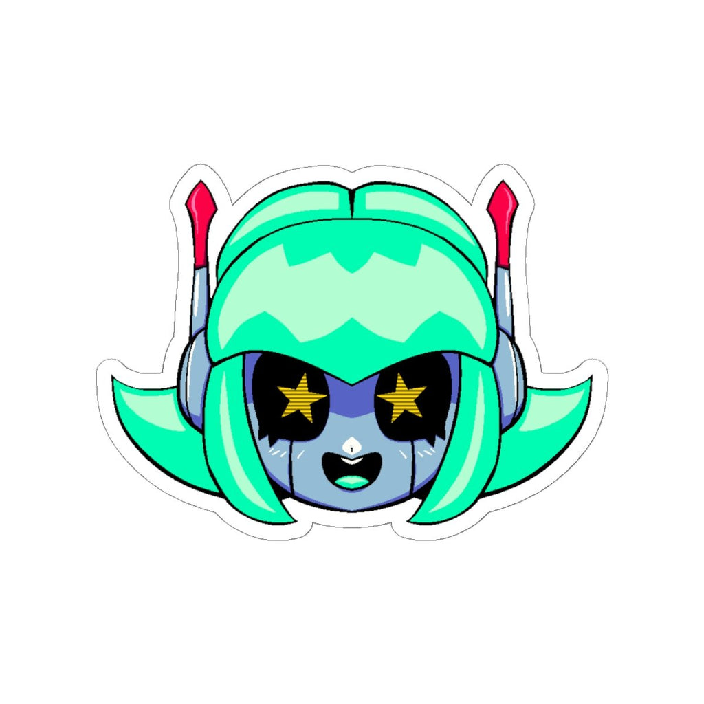 Alty Head Sticker — Cute Retro Robot Girl Vinyl Kiss-Cut Sticker - Neon Rare