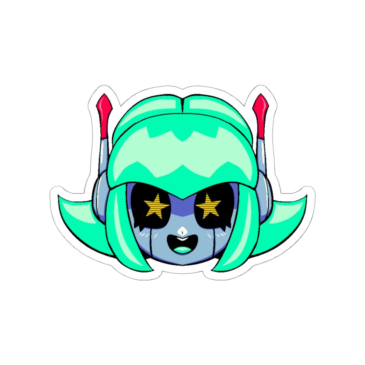 Alty Head Sticker — Cute Retro Robot Girl Vinyl Kiss-Cut Sticker - Neon Rare