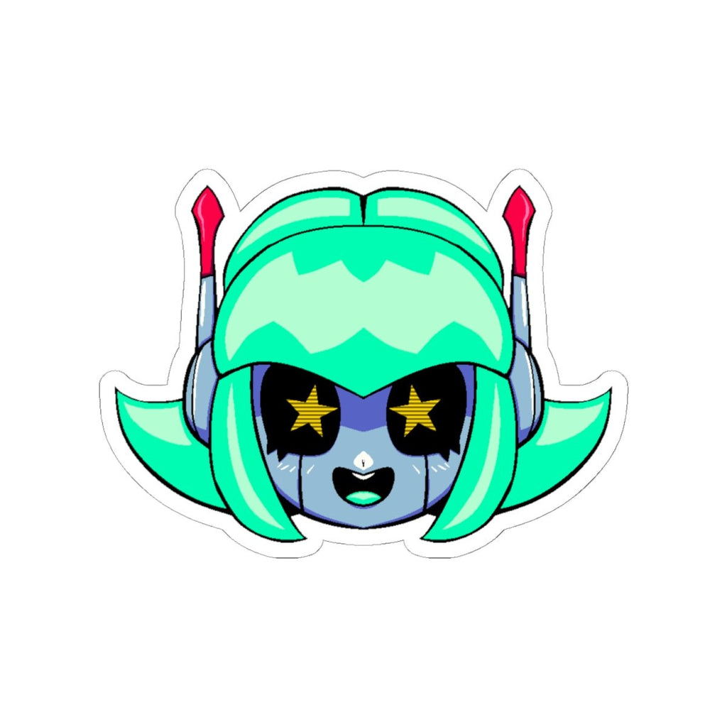 Alty Head Sticker — Cute Retro Robot Girl Vinyl Kiss-Cut Sticker - Neon Rare