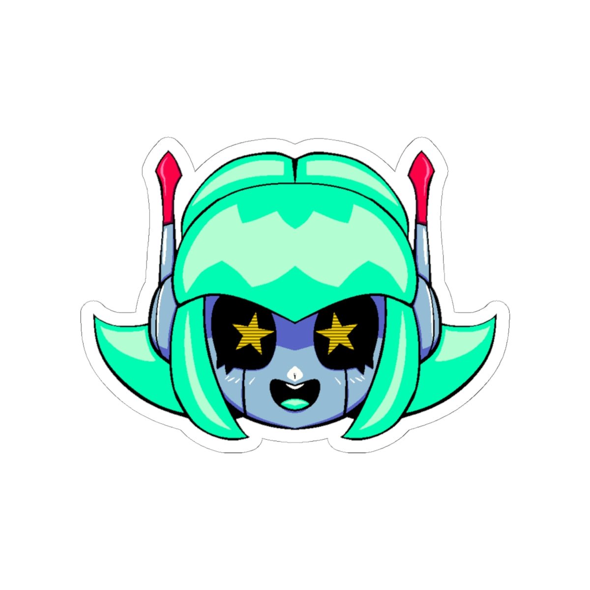 Alty Head Sticker — Cute Retro Robot Girl Vinyl Kiss-Cut Sticker - Neon Rare