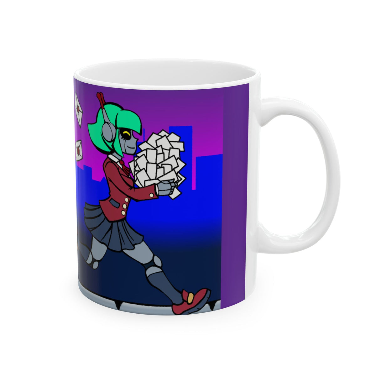 Alty the Robot Mail Delivery Ceramic Mug - Neon Rare