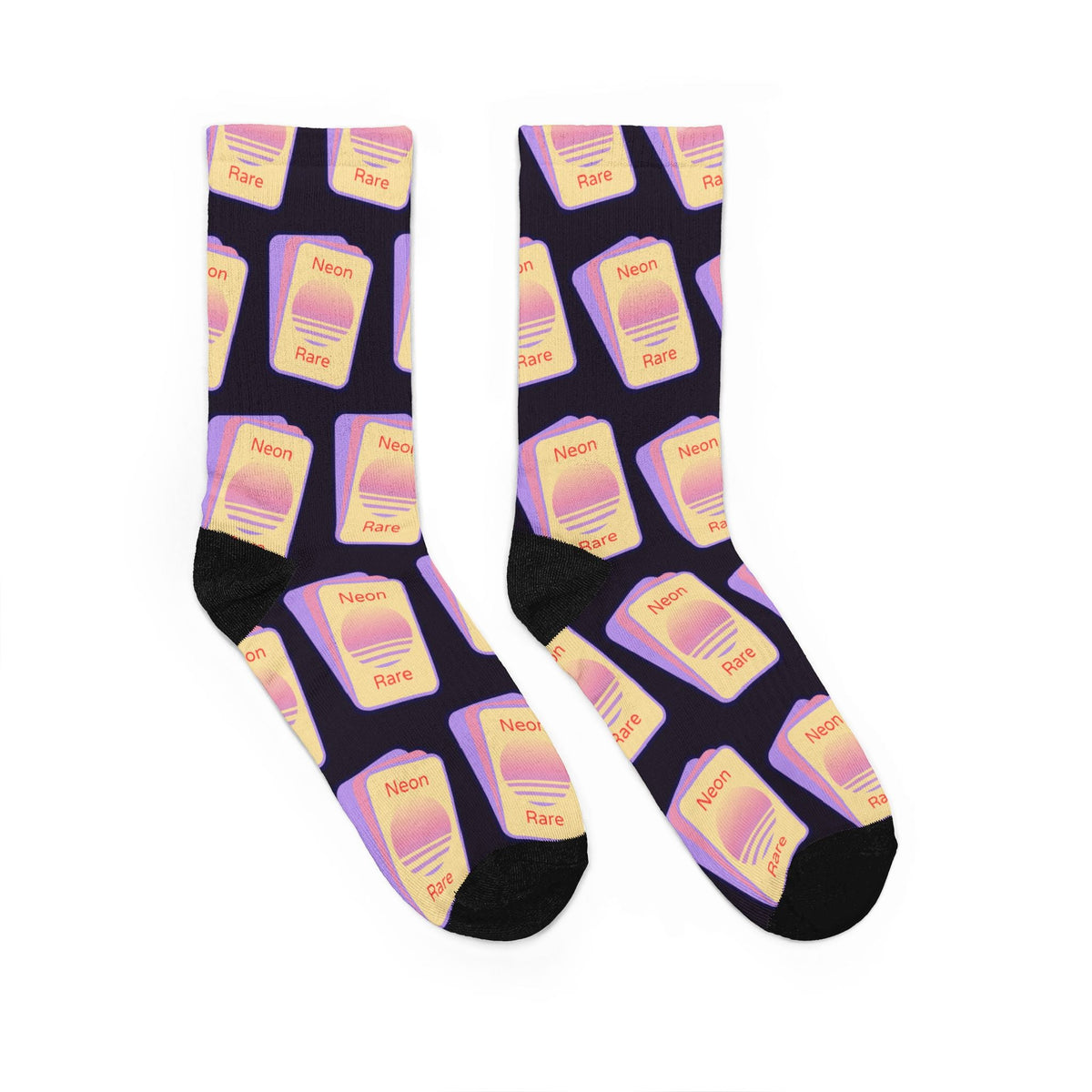 Neon Rare Crew Socks — Logo Pattern - Neon Rare