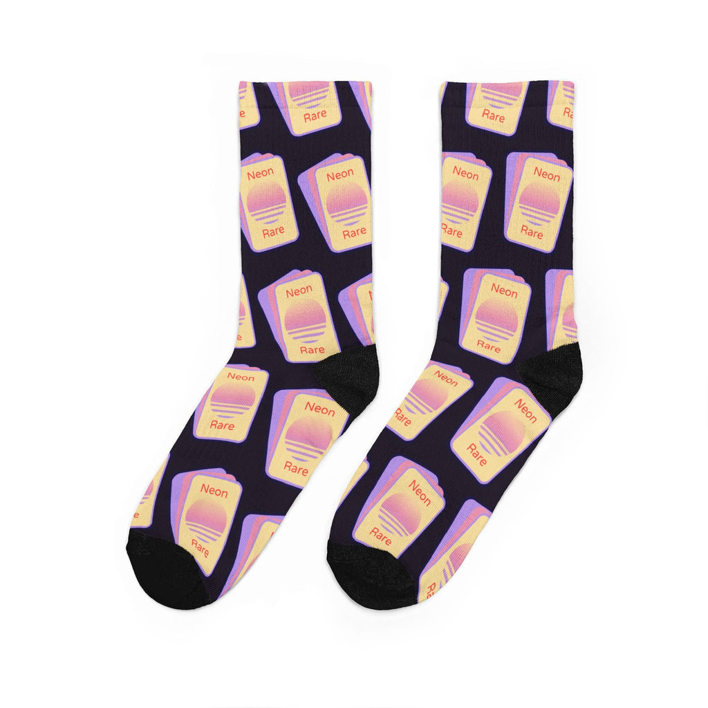 Neon Rare Crew Socks — Logo Pattern - Neon Rare