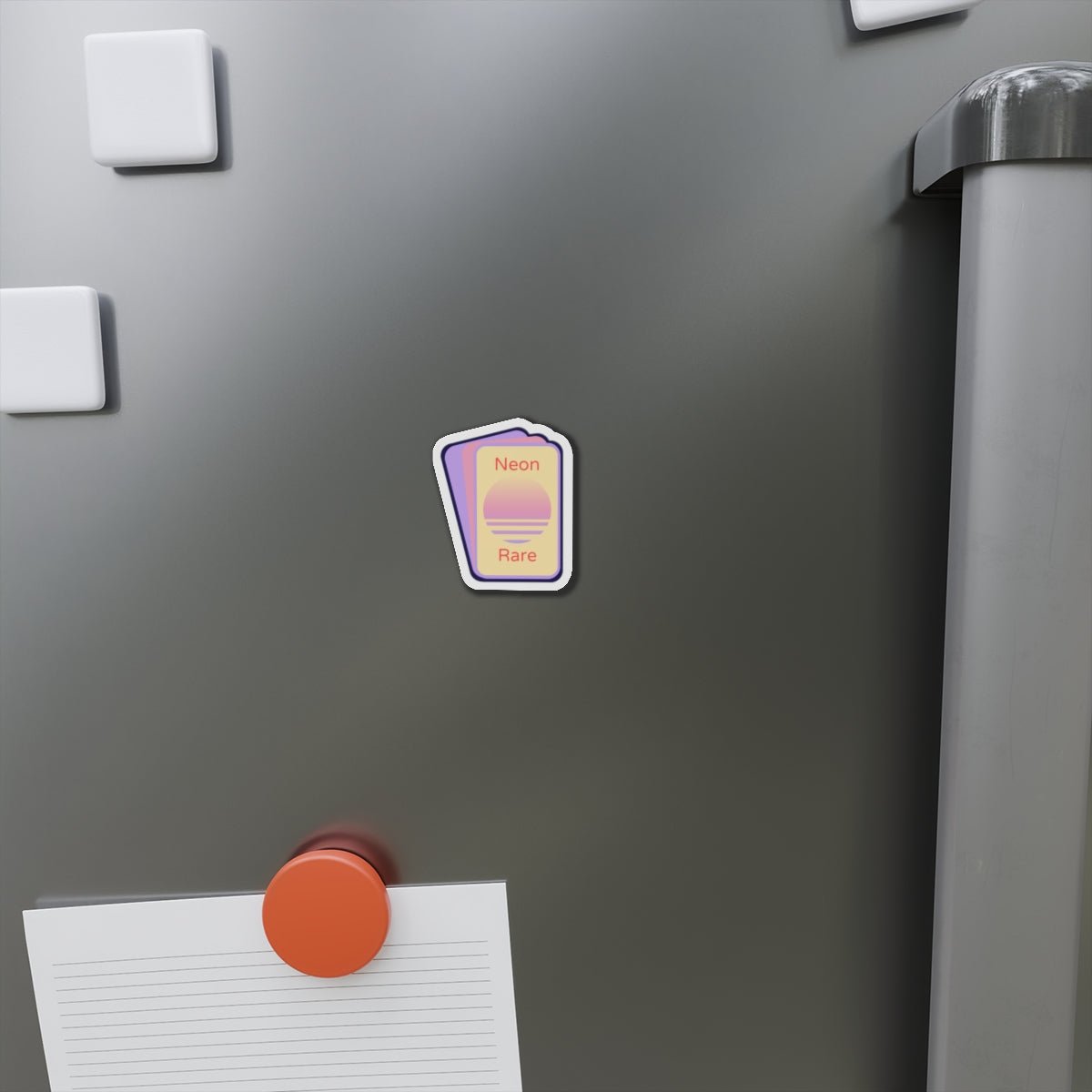 Neon Rare Die-Cut Magnet — Retro Sunset Aesthetic Fridge Sticker - Neon Rare