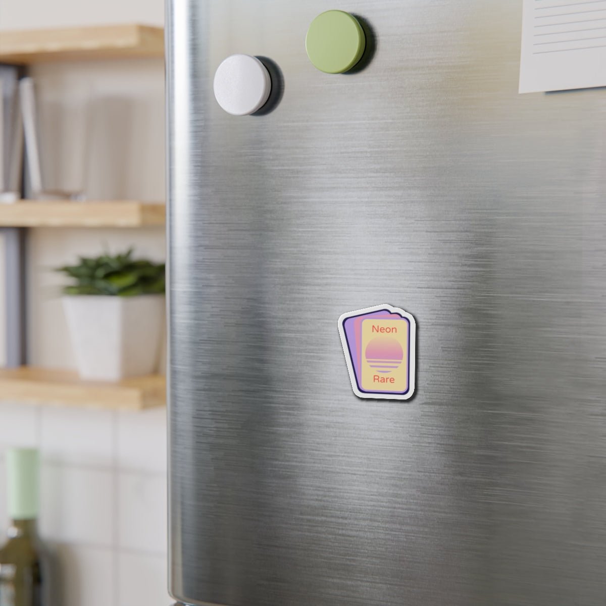 Neon Rare Die-Cut Magnet — Retro Sunset Aesthetic Fridge Sticker - Neon Rare